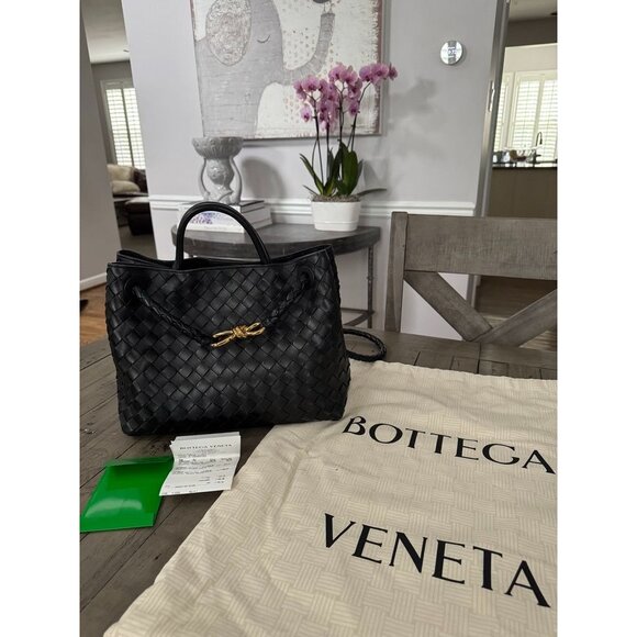 Bottega Veneta Handbags - Bottega Veneta Andiamo Medium Top Handle Bag Leather Sliding Crossbody Strap